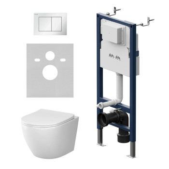 IS90201.801900 Инсталляция с клав PrimeFit S, бел глянц, с подвес унит Like Aquaspin с сид м/лифт