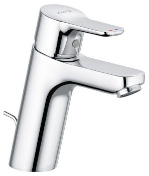 Kludi 37 190 0565 Pure&Easy Смеситель для раковины 100 мм, со сливным гарнитуром (пластик), 7 л/мин