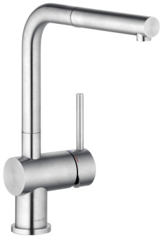Kludi 45 851 F877 Steel Смеситель для кухни 270 мм, выдвижной Г излив, 8,1 л/мин