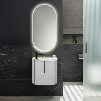 Комплект мебели 530х350х492 мм., с 1 отверстием для смес/ слева, 1 дверь, раковина белая Velvet, ручка черная, цвет белый глянцевый