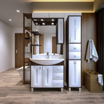 Комплект мебели для ванной Бриклаер БАЛИ 85RV, венге/белый