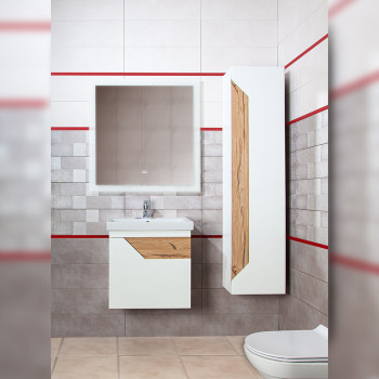 Комплект мебели для ванной Бриклаер БРАЙТОН 60, белый/дуб