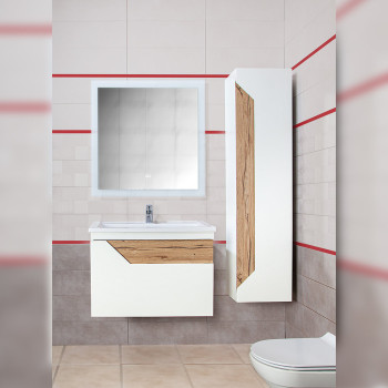 Комплект мебели для ванной Бриклаер БРАЙТОН 80, белый/дуб