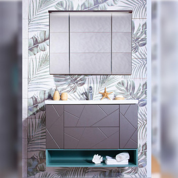 Комплект мебели для ванной Бриклаер КРИСТАЛЛ 100Z, графит/муссон