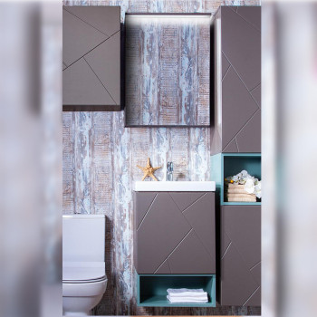 Комплект мебели для ванной Бриклаер КРИСТАЛЛ 50Z, графит/муссон