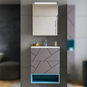 Комплект мебели для ванной Бриклаер КРИСТАЛЛ 60Z, графит/муссон