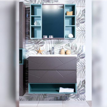 Комплект мебели для ванной Бриклаер КРИСТАЛЛ 80ZNN, графит/муссон