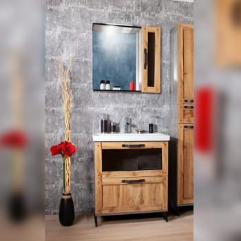 Комплект мебели для ванной Бриклаер ЛОФТ 60, метрополитен грей