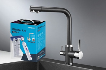 Комплект: Смеситель Granula GR-2015 черный для кухни + Фильтр Granula ("Барьер ЭКСПЕРТ")