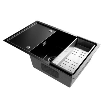 Кухонная мойка Ulgran Steel 780x500, вороненая сталь