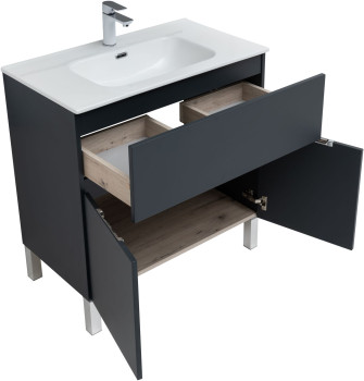 Мебель для ванной Aquanet Алвита New 80 1 ящик, 2 дверцы, антрацит
