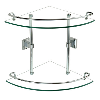 Полка угловая стеклянная Savol S-095322, хром