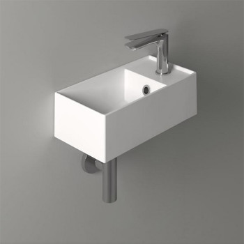 Раковина 40х20см., подвесная, 1 отв., правая, цвет: белый