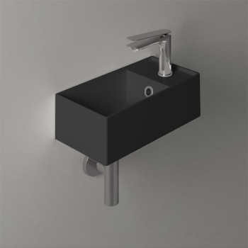 Раковина 40х20см., подвесная, 1 отв., правая, цвет: черный матовый