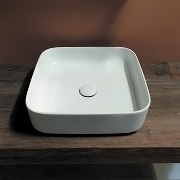 Раковина 43х43 см, без отв., накладная, цвет: белый