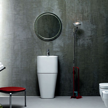 Раковина 44х43 см, 1 отв., в комплекте с бельевой корзиной, цвет: белый