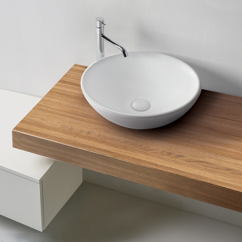 Раковина 46х15 см, без отв., накладная, без перелива, цвет: белый матовый