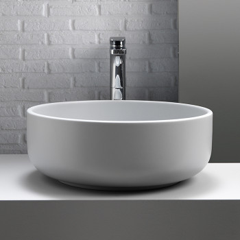 Раковина 46х17 см, без отв., накладная, без перелива, цвет: белый матовый