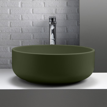 Раковина 46х17 см, без отв., накладная, без перелива, цвет: Verde muschio