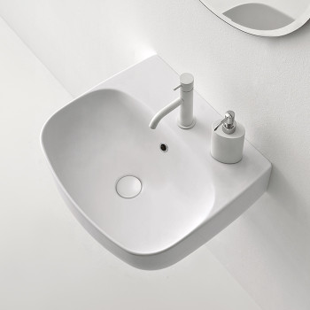 Раковина 50х45 см, 1 отв., подвесная/накладная, цвет: белый матовый