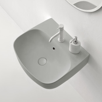 Раковина 50х45 см, 1 отв., подвесная/накладная, цвет: Grigio matt