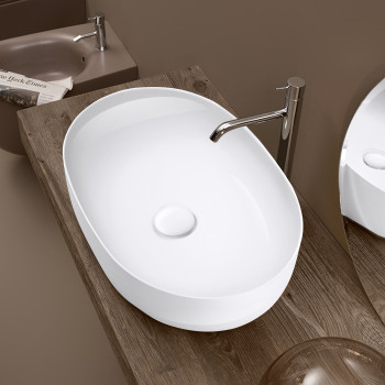 Раковина 60х40 см, без отв., накладная, цвет: белый глянцевый