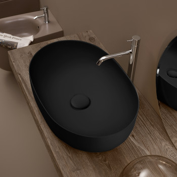 Раковина 60х40 см, без отв., накладная, цвет: черный матовый