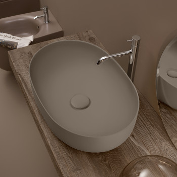 Раковина 60х40 см, без отв., накладная, цвет: коричневый орех