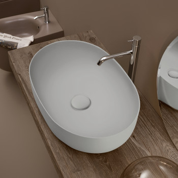 Раковина 60х40 см, без отв., накладная, цвет: светло серый