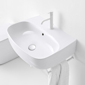 Раковина 60х45 см, 1 отв., подвесная/накладная, цвет: белый глянцевый