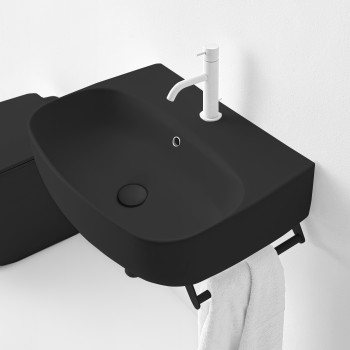 Раковина 60х45 см, 1 отв., подвесная/накладная, цвет: чёрный матовый