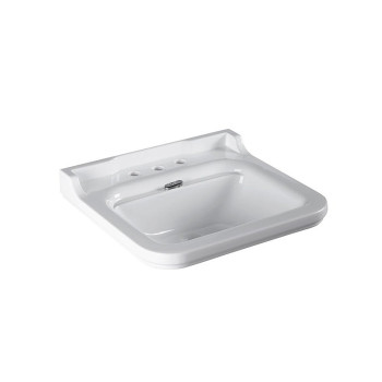 Раковина 60х55 см, 3 отв., керамическая, цвет: белый/хром