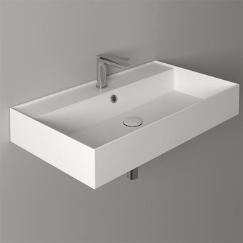 Раковина 81х46 см, 1 отв., подвесная, с переливом, цвет: белый