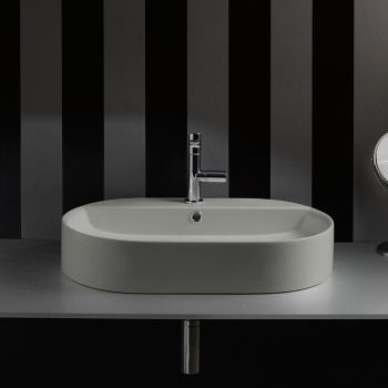 Раковина-чаша 65х40х12 см, 1 отв., с переливом, цвет: Grigio matt