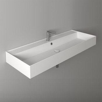 Раковина подвесная 121х46 см, с переливом, с 1 отв под смеситель,цвет белый