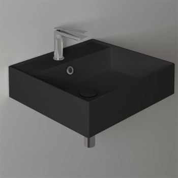 Раковина подвесная 51х46 см, с переливом, с 1 отв под смеситель,цвет черный матовый