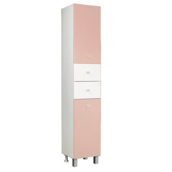 Шкаф-колонна "АКВАРЕЛЬ" 35см с 2-мя ящ. и корз. на нож,белый/розовый