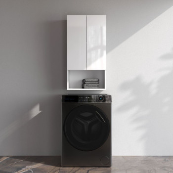 Шкаф навесной с дверками и открытой полкой, 50 см, белый глянец