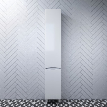 Шкаф-пенал напольный 35 см, правый, белый глянец