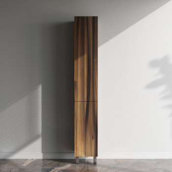 Шкаф-пенал, напольный, правый, 30 см, двери, push-to-open, орех