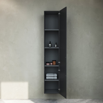 Шкаф-пенал, подвесной, правый, 30 см, push-to-open, черный матовый