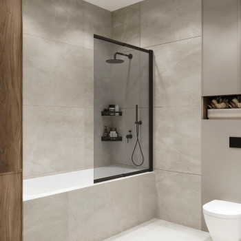 Шторка на ванну слайдер Terminus Ното 150х90 тонированная, черный