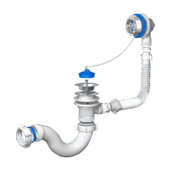 Сифон АНИ для ванны S тип., 1 1/2"х40, нерж. вып. и пер. (Е150)