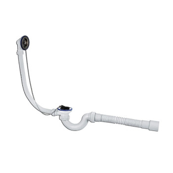 Сифон для ванн "МИНИ Элит" Белый НЕРЖ.вып. с гибк/тр. 40/50 (арт.654)
