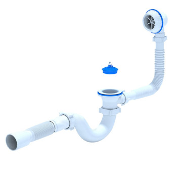 Сифон Варяг для ванны S тип, 1 1/2"х40, пласт. вып. с гт 40x50 и пер. (С6155)