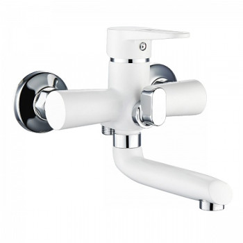 SL77W-009E Смеситель РМС для ванны с коротким изливом. Белый