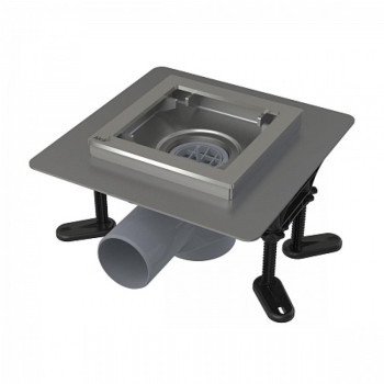 Сливной трап из нержавеющей стали 130×130 мм боковой сток, без pешетки, гидрозатвор, арт.APV130