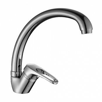 Смеситель Decoroom DR37021 одноручный для кухни с высоким повортным изливом, хром