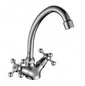 Смеситель Decoroom DR49028 двуручный для кухни с повортным изливом, хром