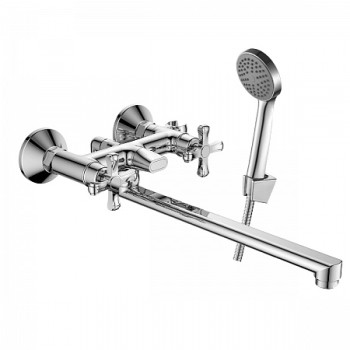 Смеситель Decoroom DR52043 двуручный универсальный с поворотным изливом 30см, хром